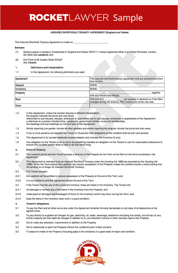 Tenancy Contract Template Uk Tenancy Agreement Template Shorthold Tenancy Agreement Uk