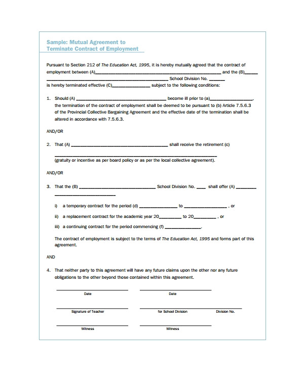 employment termination agreement template