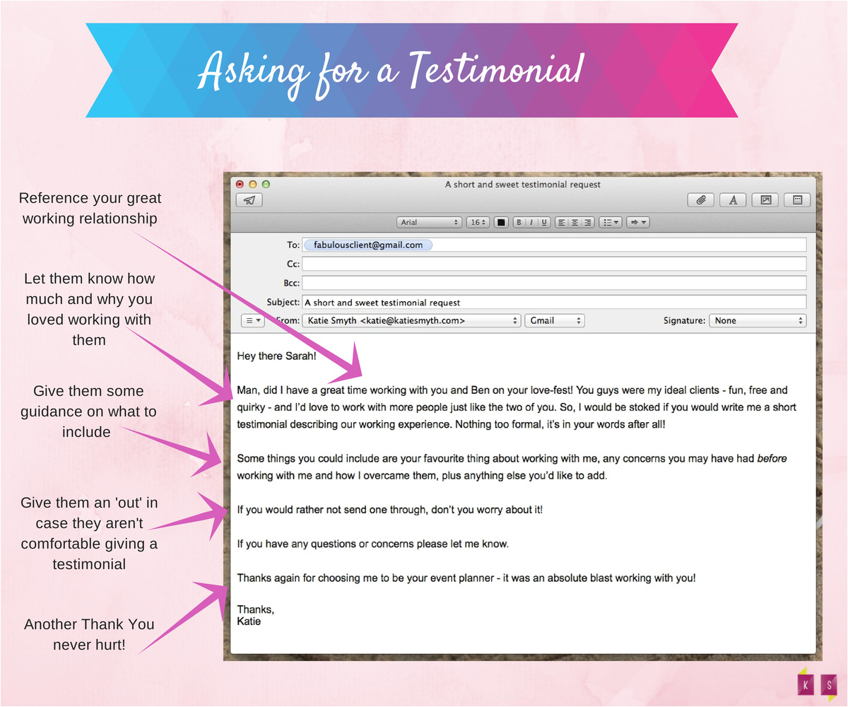 getting client testimonials done email script