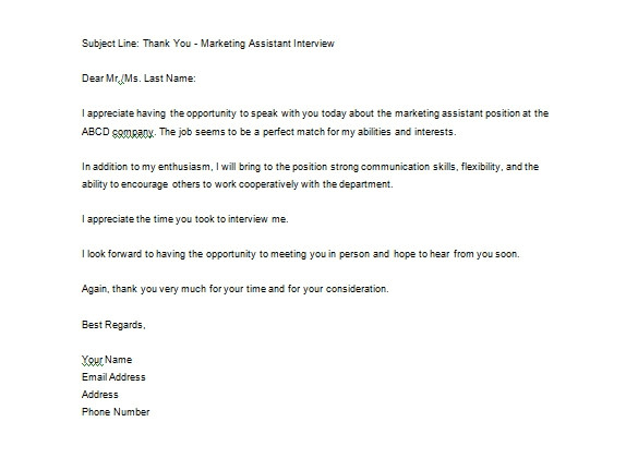 sample after job interview thank you letter