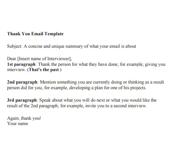 thank you email template