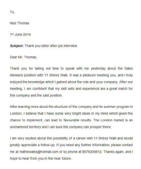 Thank You for Applying Email Template 8 Thank You Email Template after Interview Doc Pdf