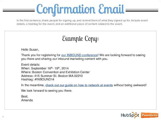 list of the best registration confirmation email samples