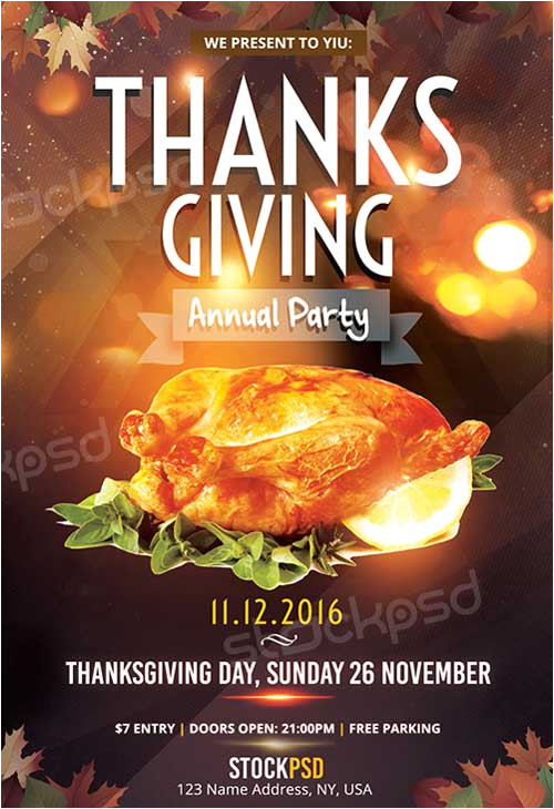 thanksgiving annual party free flyer template