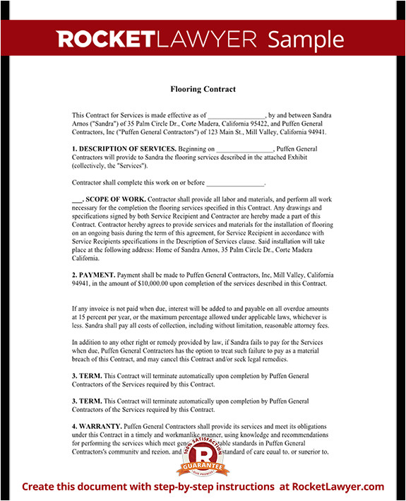 Tile Installation Contract Template 1 Tile Installation Contract Template Flooring Contract Agreement with Sample