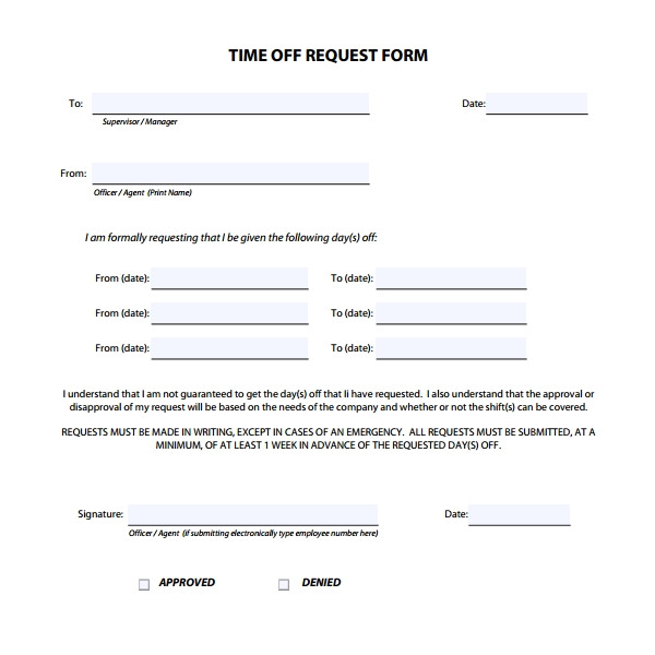 time off request form