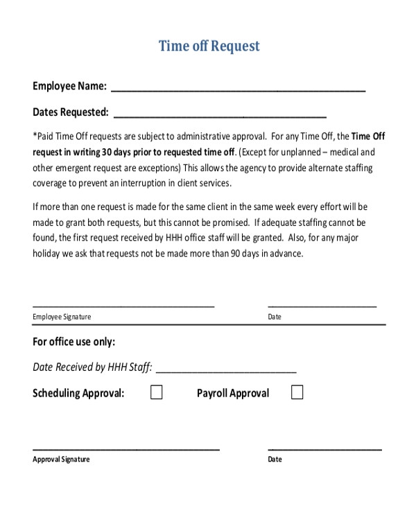 Time Off Request Email Template 1 Time Off Request Email Template Sample Time Off Request form 12 Free Documents In Doc Pdf