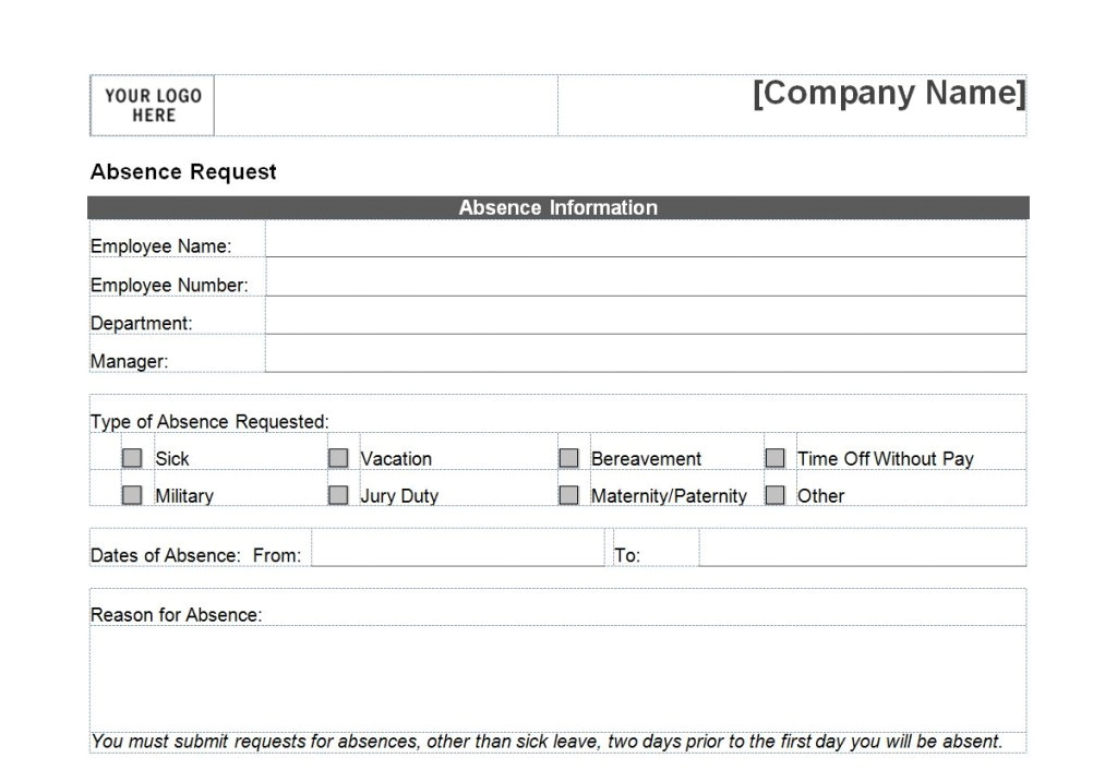 time off request form template microsoft