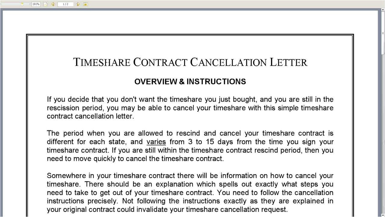 Timeshare Contract Cancellation Letter Template Timeshare Contract Cancellation Letter Youtube