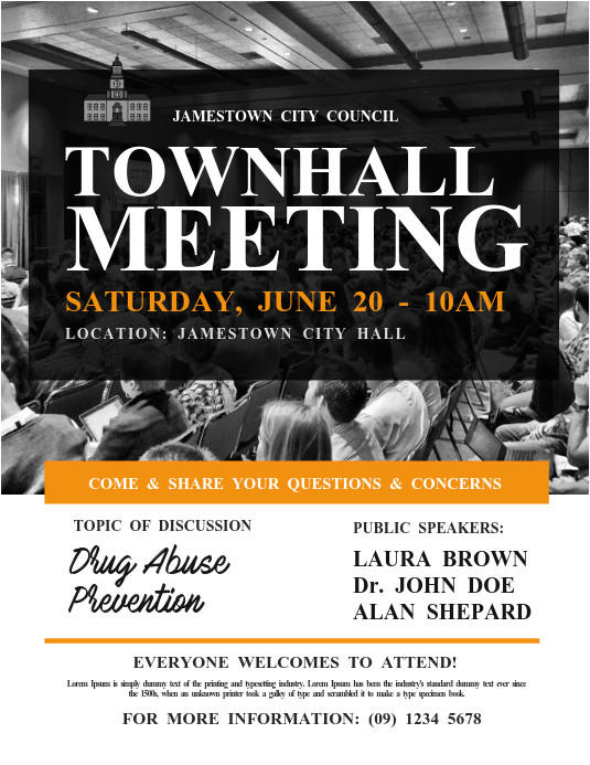 town hall meeting flyer template design