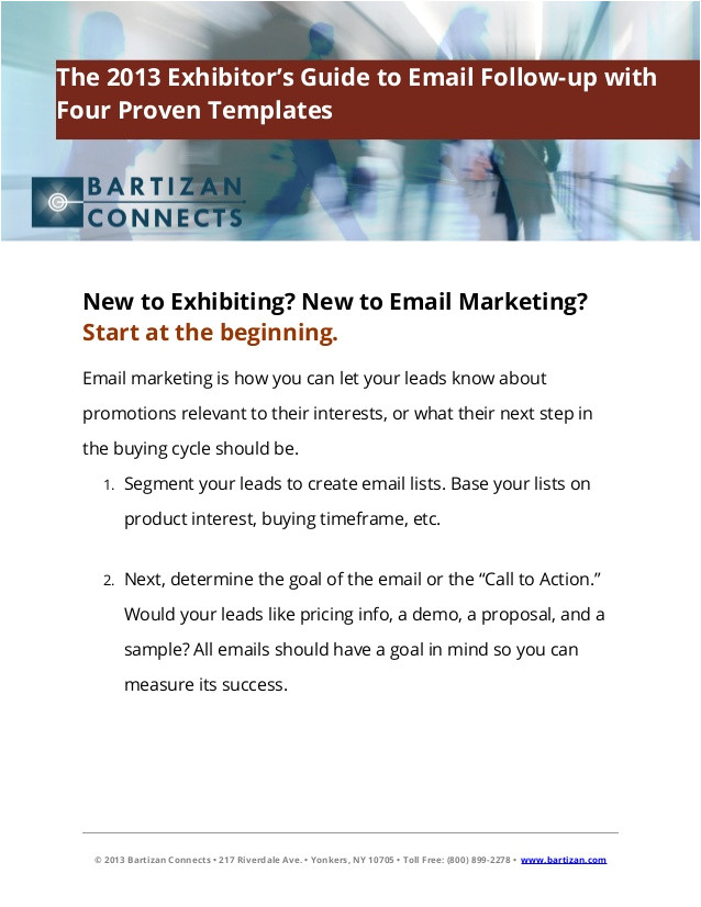 Trade Show Follow Up Email Template the 2013 Exhibitor 39 S Guide to Email Follow Up with Four