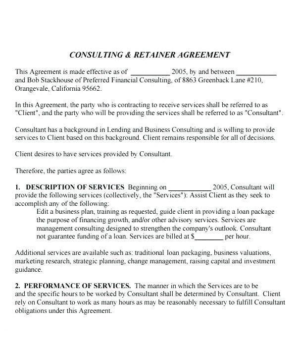 training consultant contract template