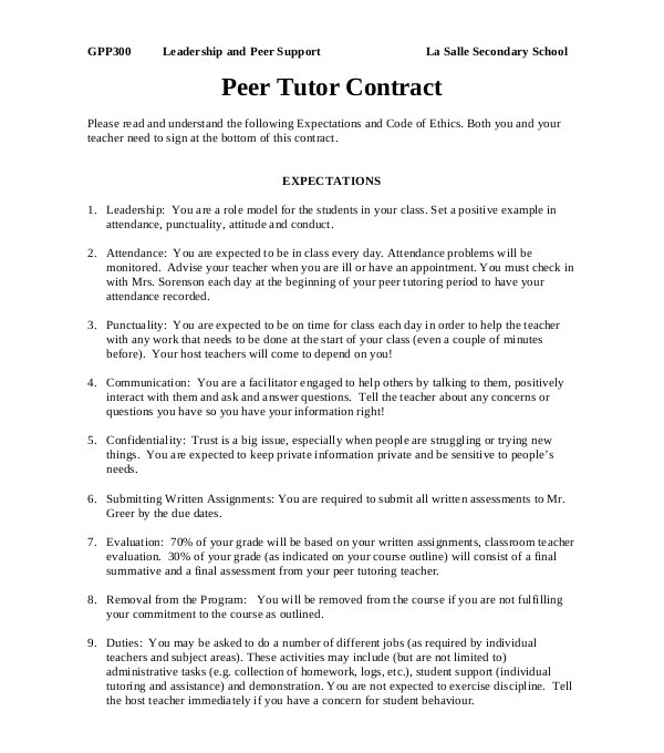 tutoring contract