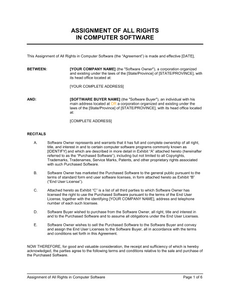 assignment of all rights in computer software d752