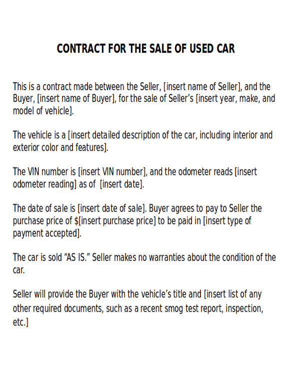 car sales contract