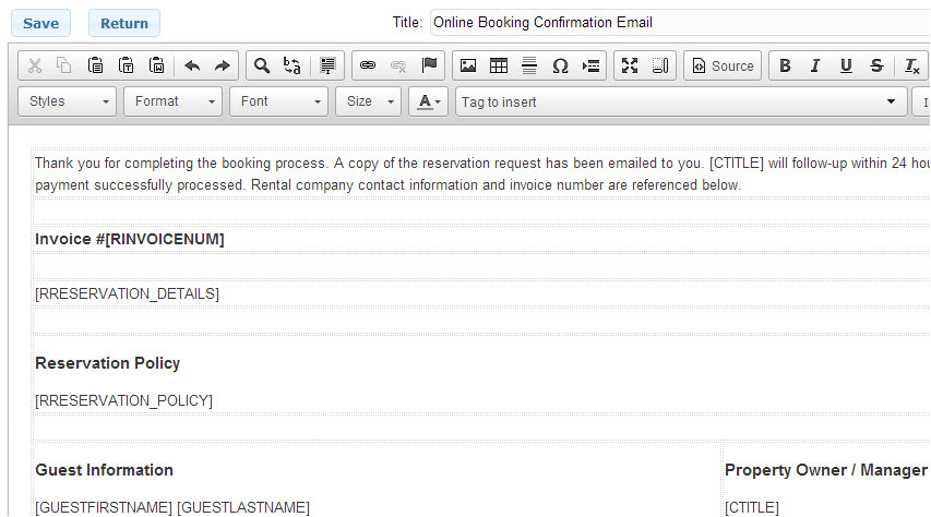 new email response template for online booking confirmations