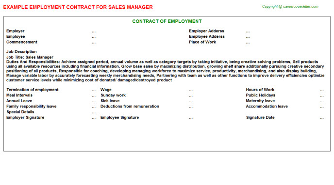 sales manager cv157172