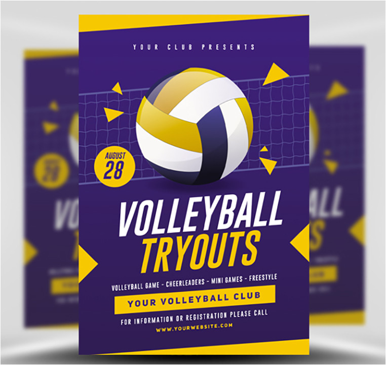 volleyball tryouts flyer template