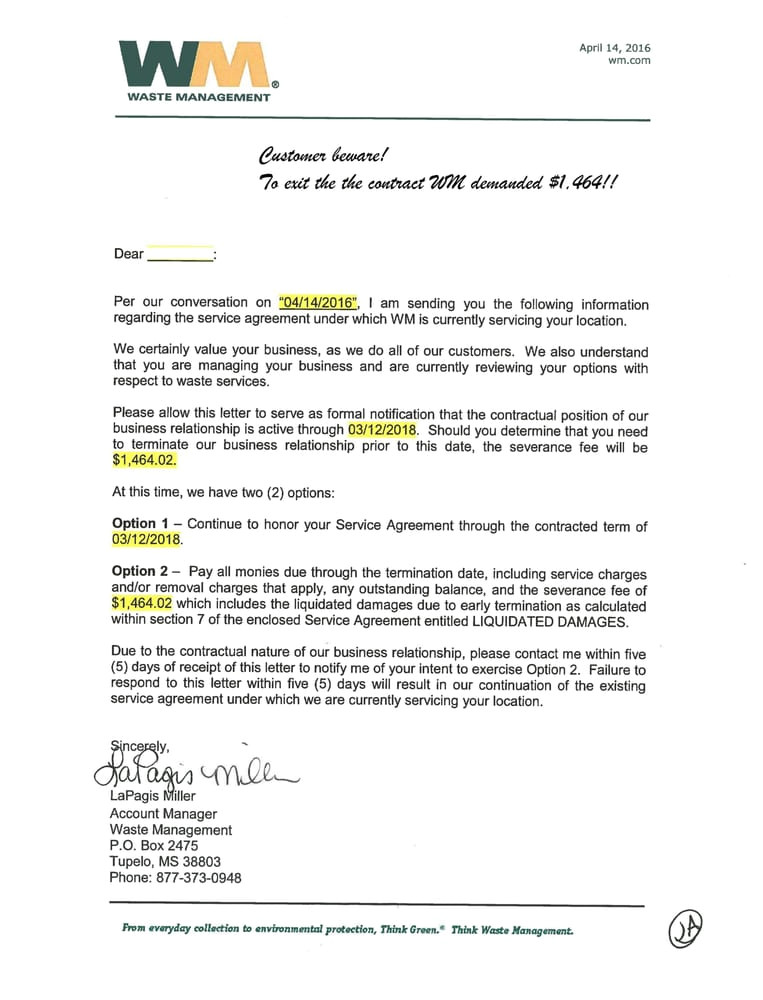 Waste Management Contract Template Waste Management Recycling Center 3001 S Pioneer Dr Se
