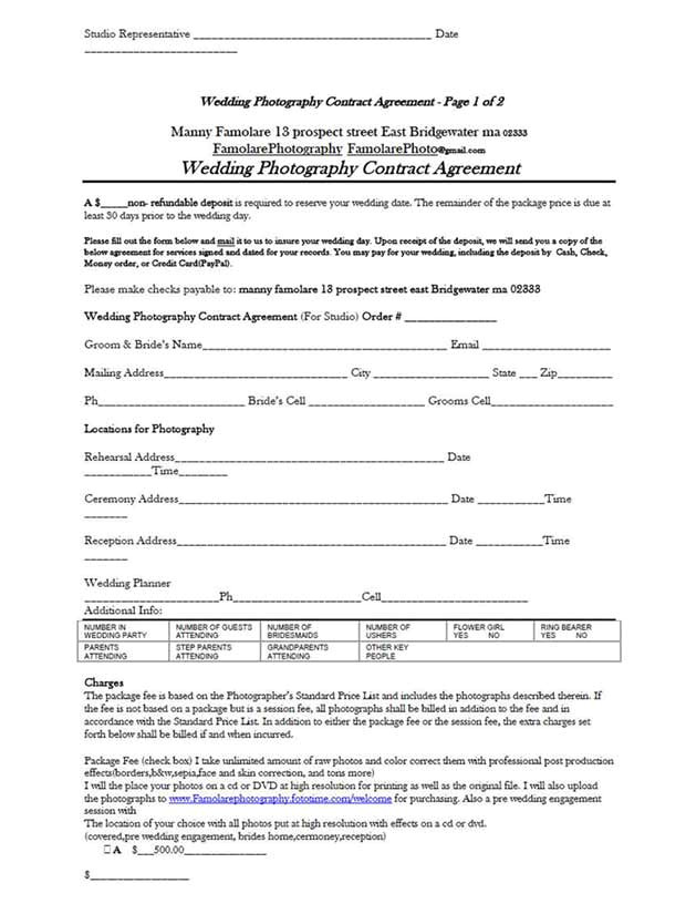Wedding Contract Template for Photographers 5 Free Wedding Photography Contract Templates