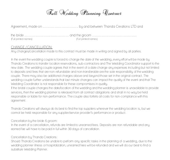 sample wedding contract