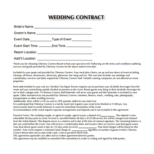 wedding contract