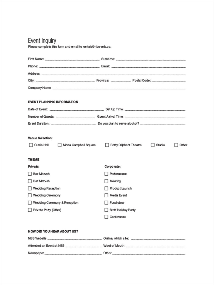event inquiry form sample