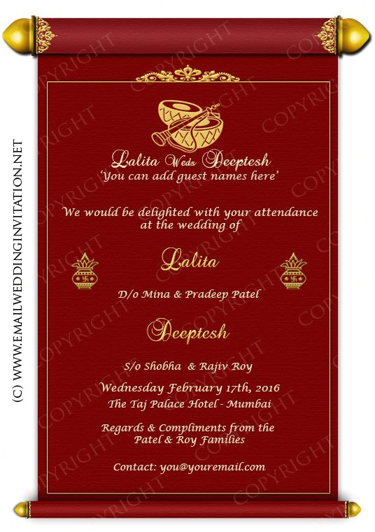 Wedding Invitation Email Template Indian Single Page Email Wedding Invitation Diy Template Indian