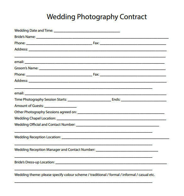 Wedding Photography Contracts Templates 14 Wedding Photography Contract Template 14 Download