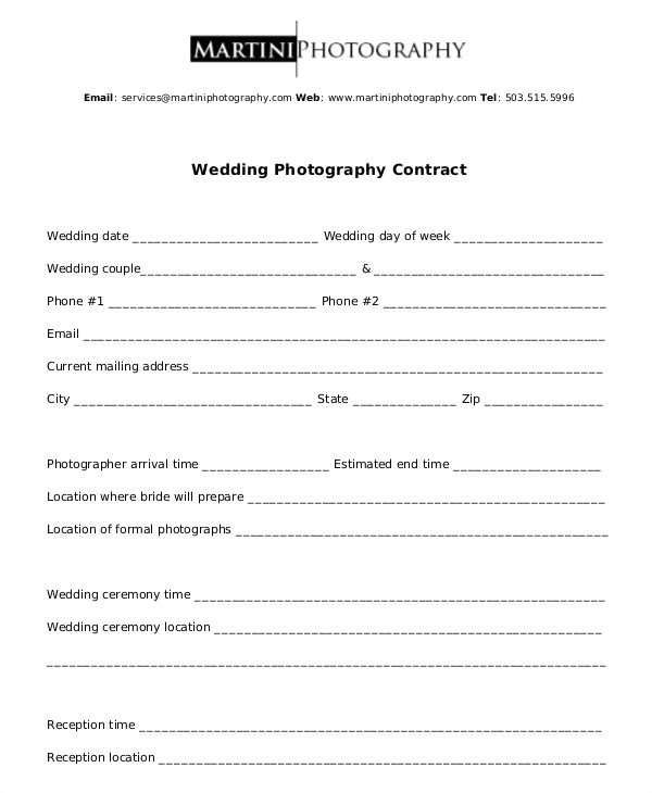 photography contract example