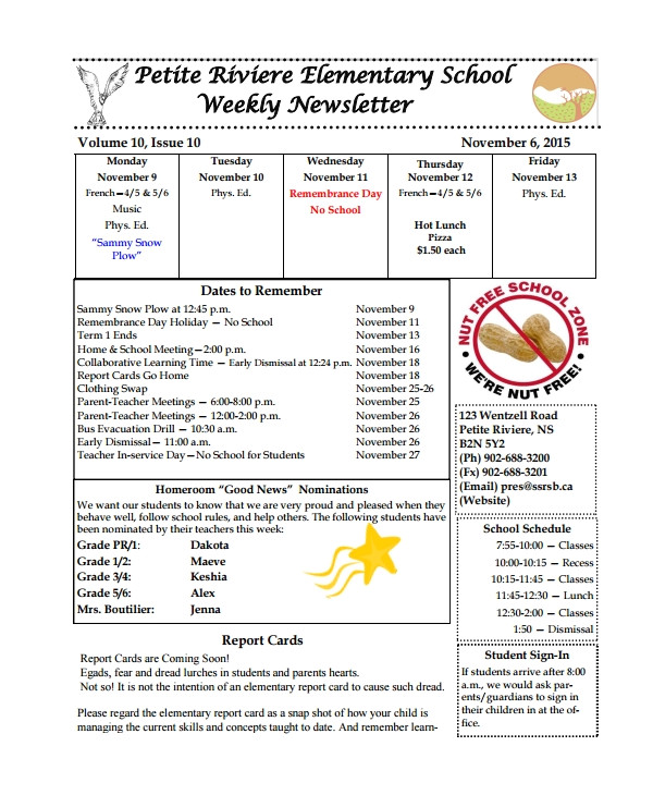 weekly newsletter template