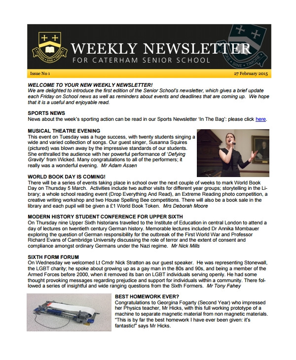 weekly newsletter template