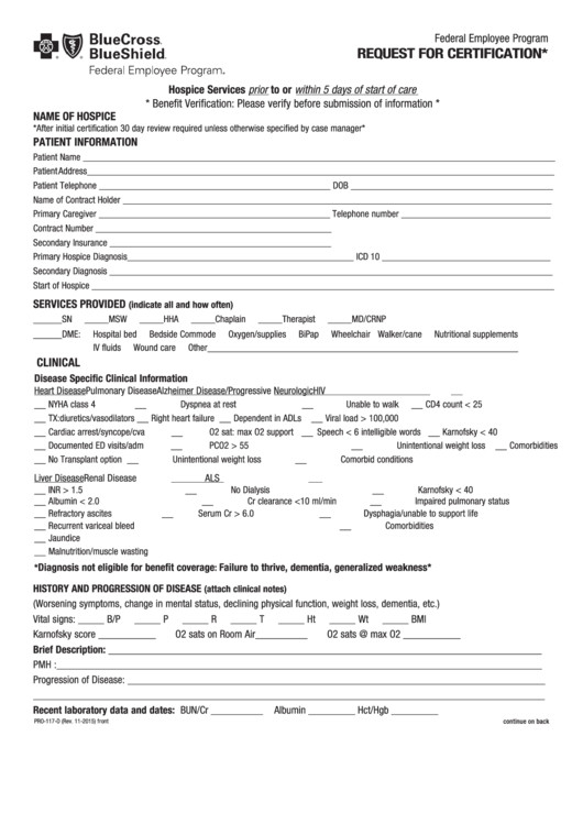 form pro 117 d bcbs request for certification form