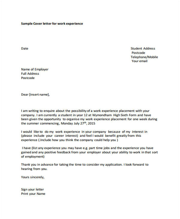 student placement letter sample 2566