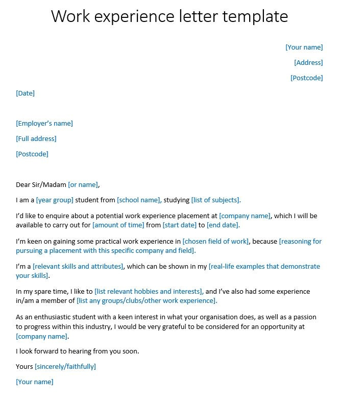 Work Experience Email Template Work Experience Letter Template Reed Co Uk