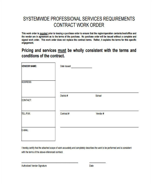 work order format