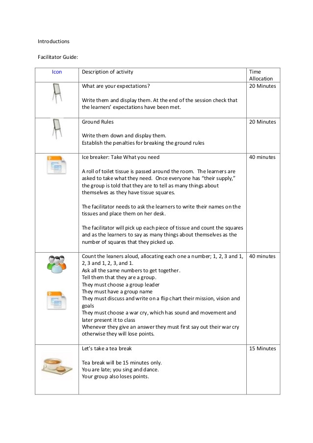 Workshop Facilitator Contract Template Facilitator Guide for A Business Administration Session