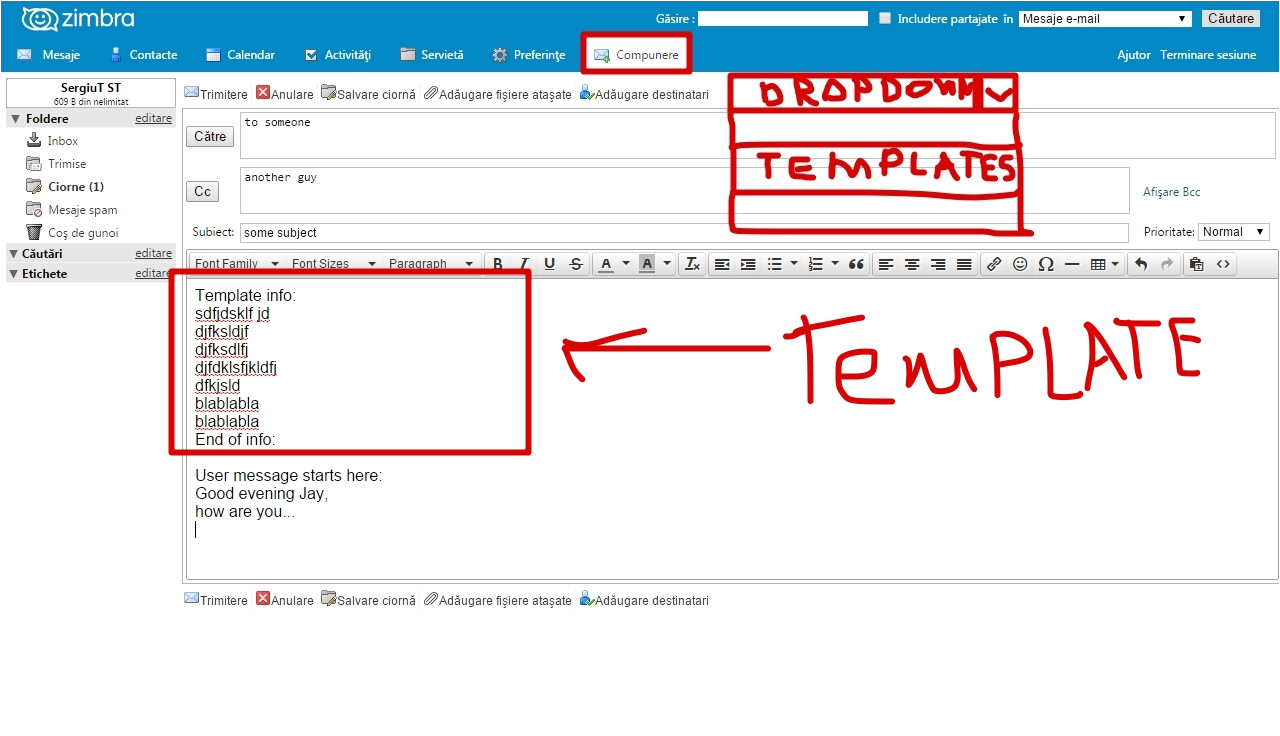 customize compose message in open source zimbra