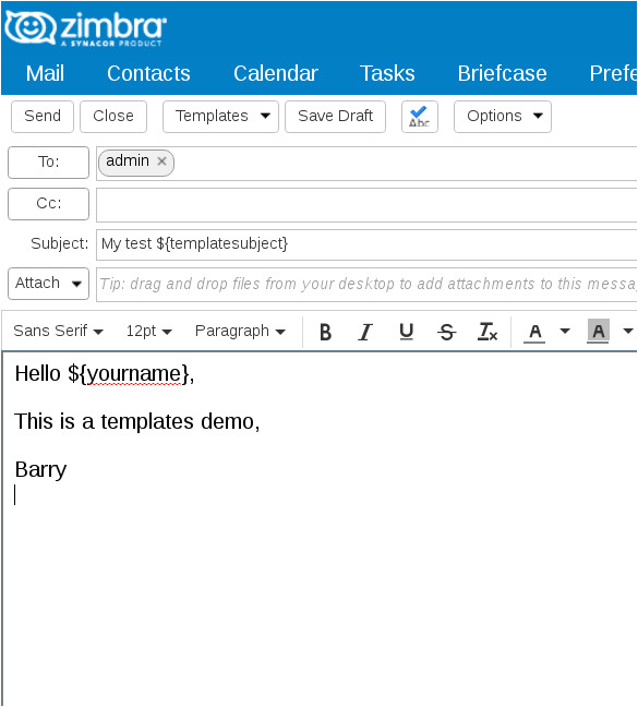 zimbra email templates
