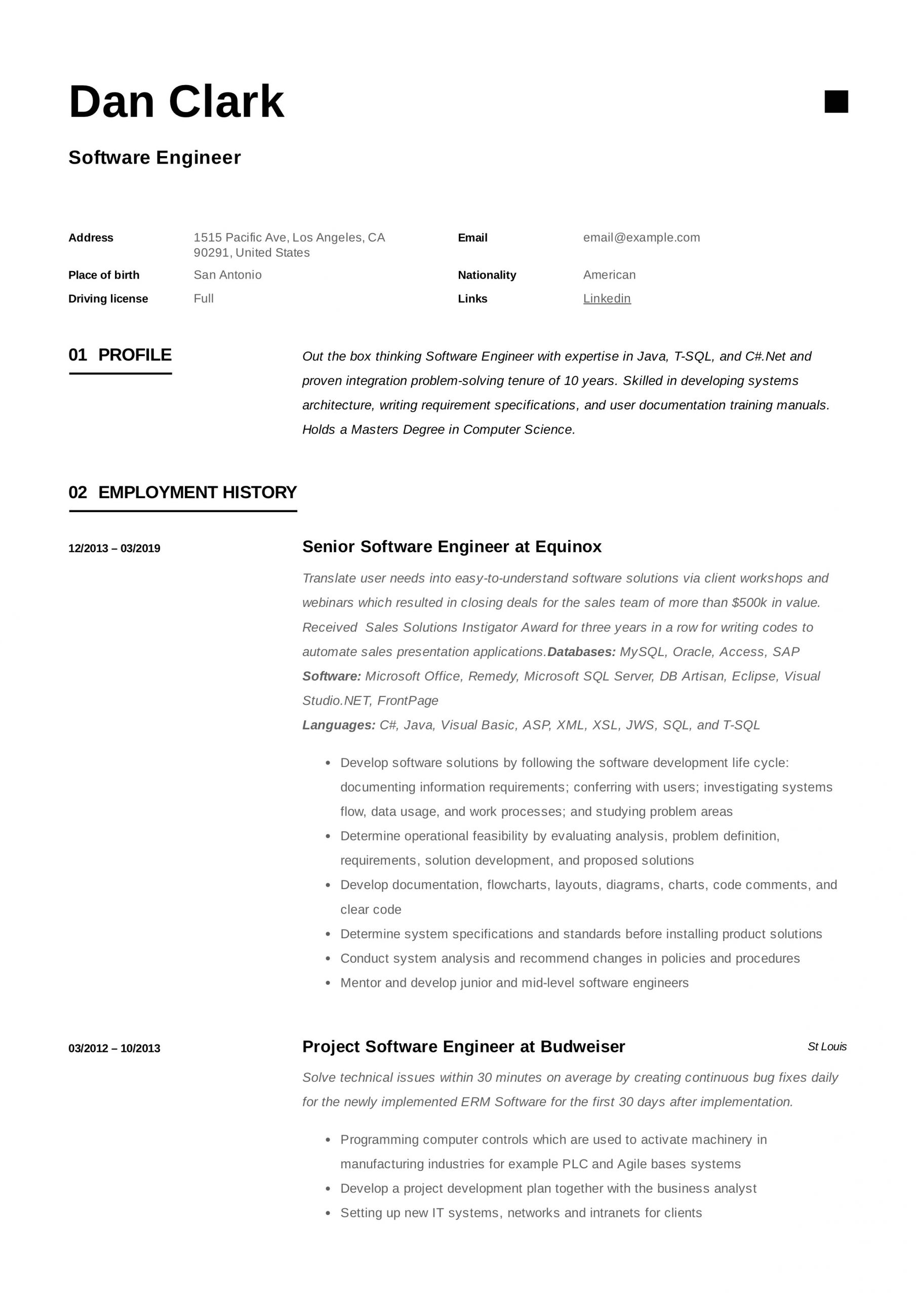 10 Years Experience software Engineer Resume software Engineer Resume Writing Guide 12 Samples