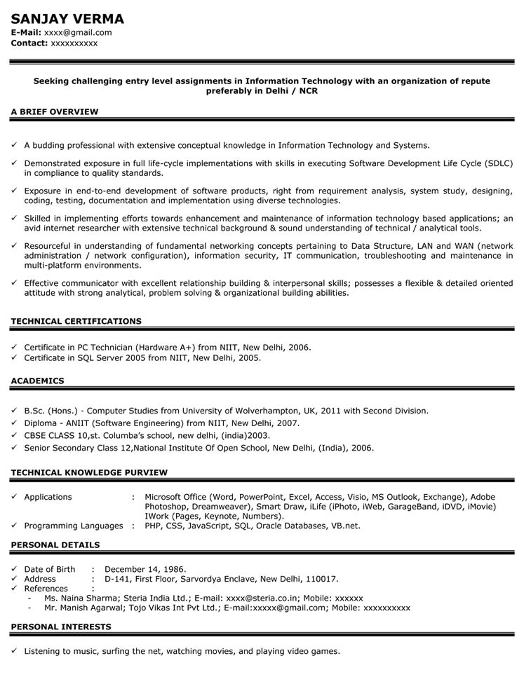 sample resume for production