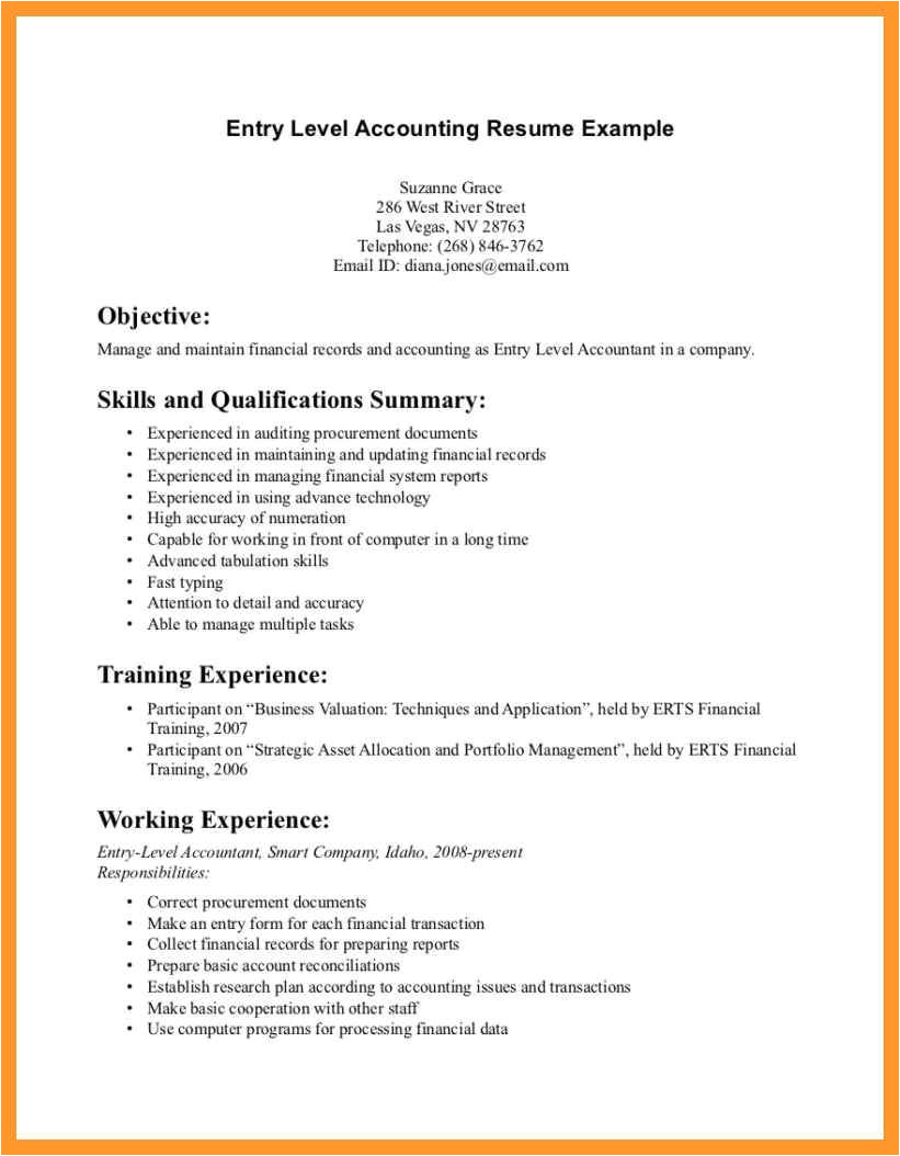 inexperienced resume sample