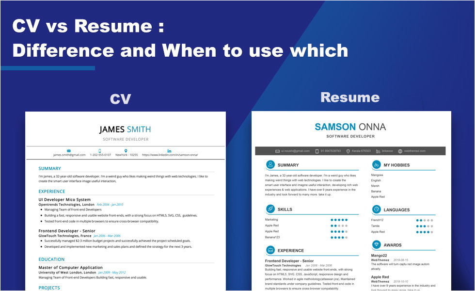 difference cv and resumes
