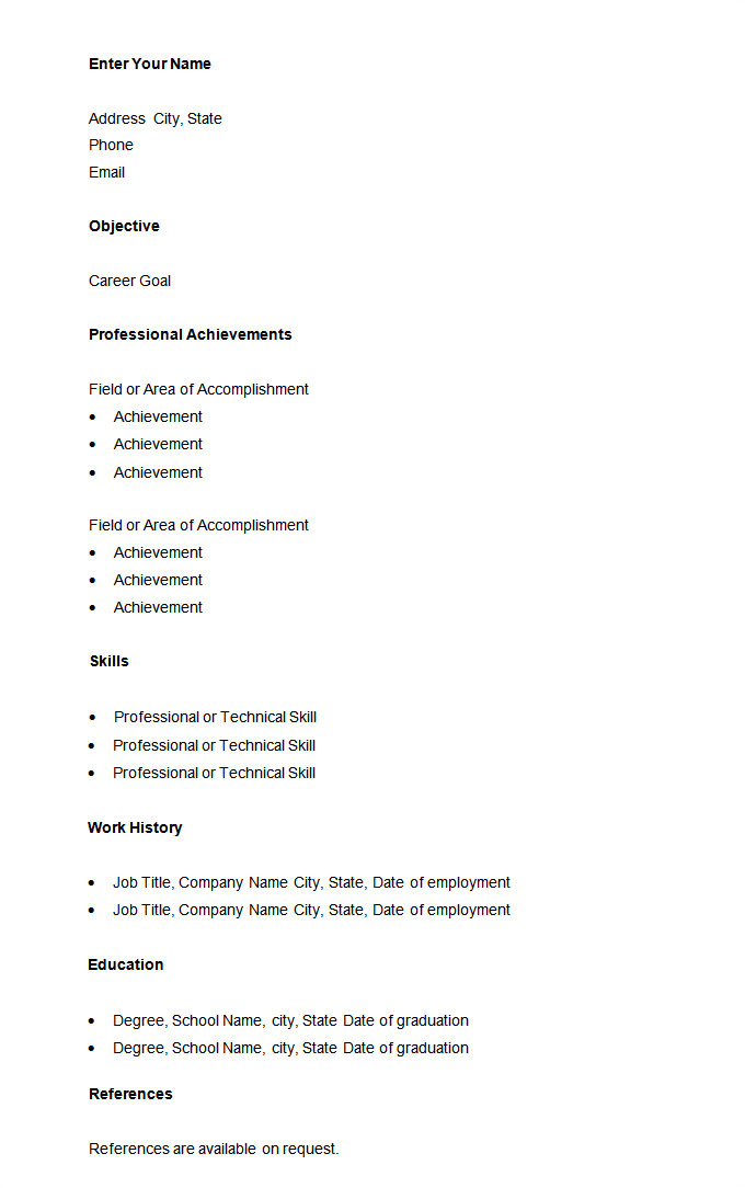 simple job resume template 2359