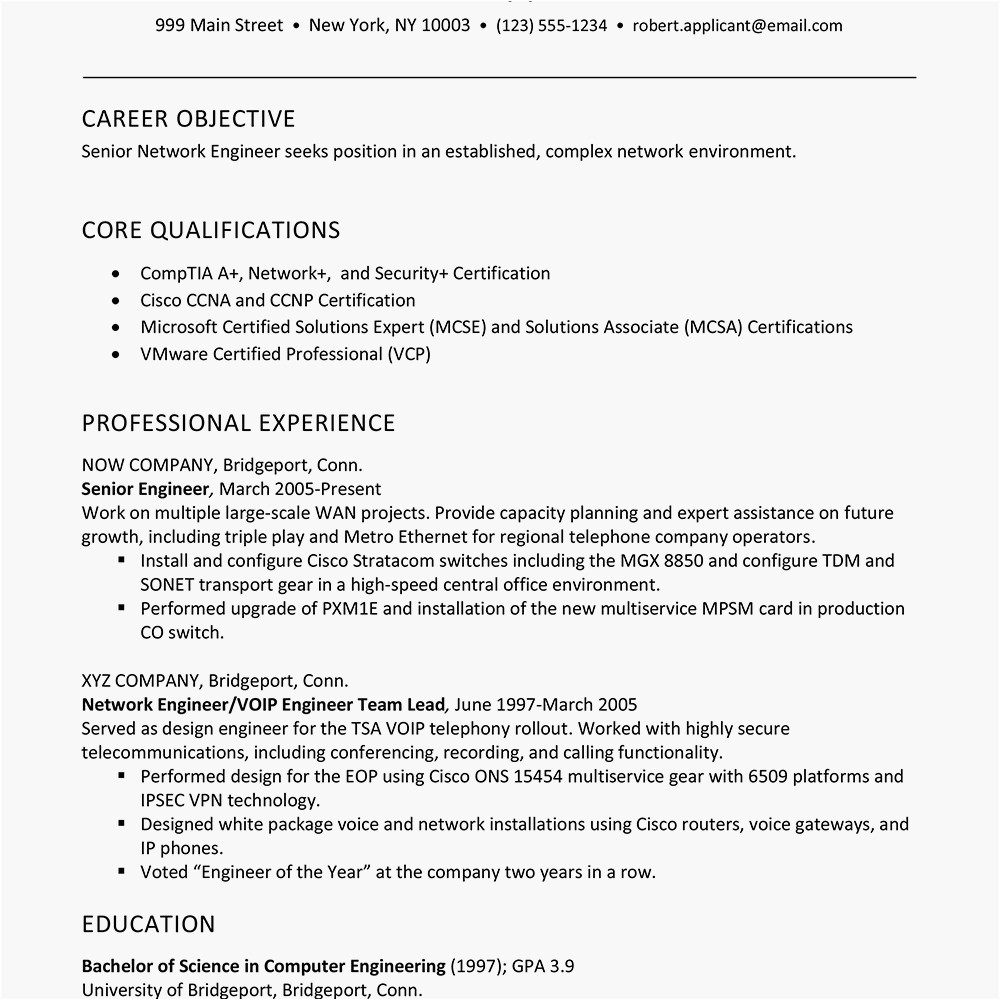 resume sample experience network engineer 2071481