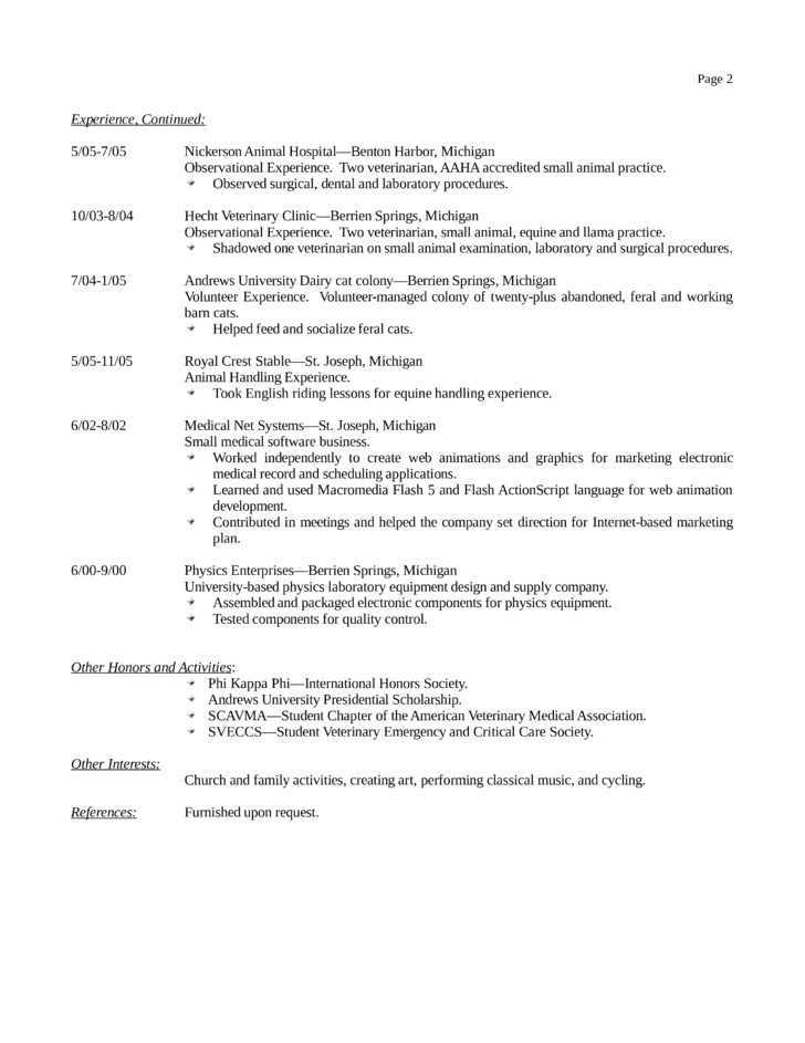 basic veterinary receptionist resume templates and samples page2