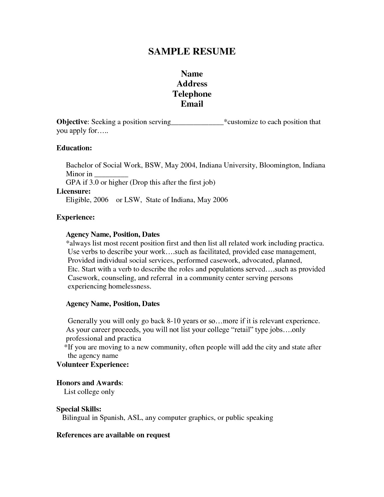 first job resume template 2259
