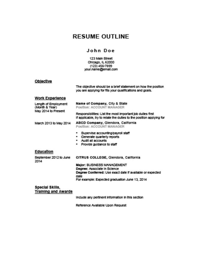 resume outline