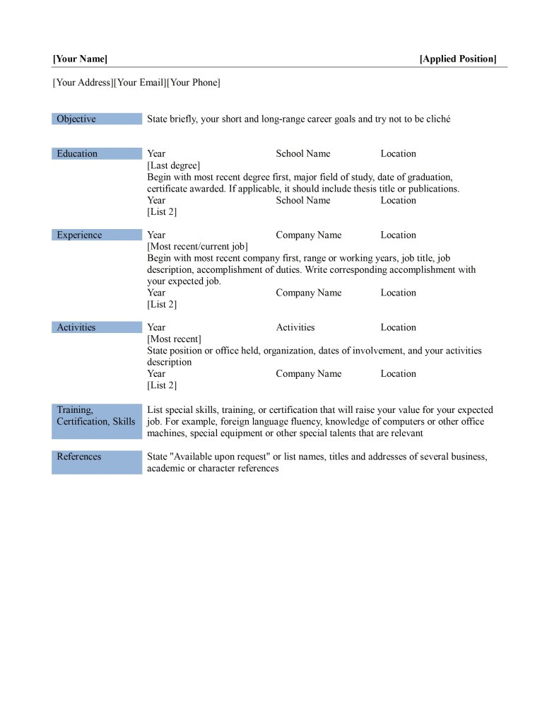 basic resume templates