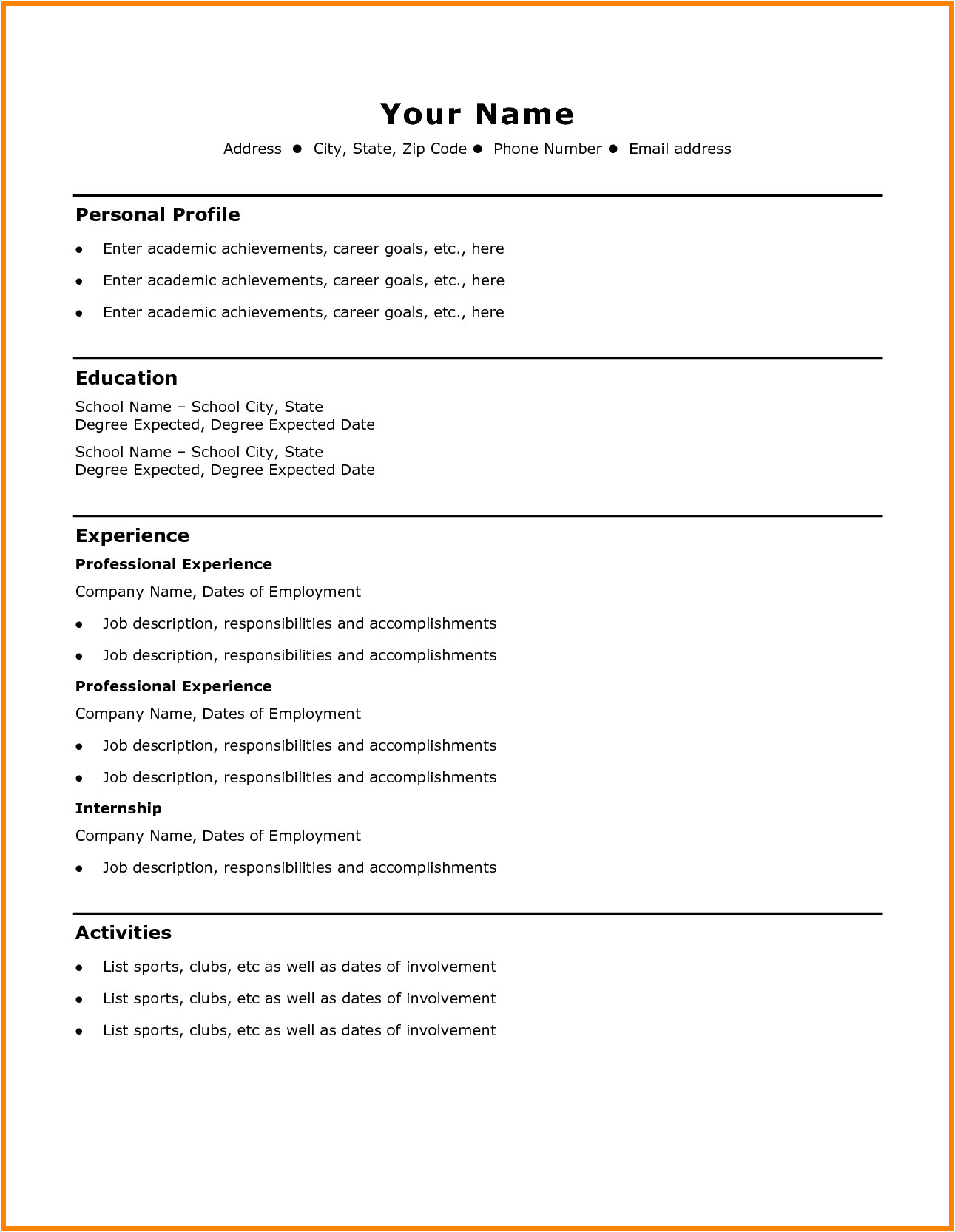 10 college student resume template microsoft word